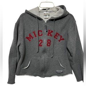 Walt Disney World Vintage Crop Zip Hoodie Mickey  28 Appliqué.  Size L